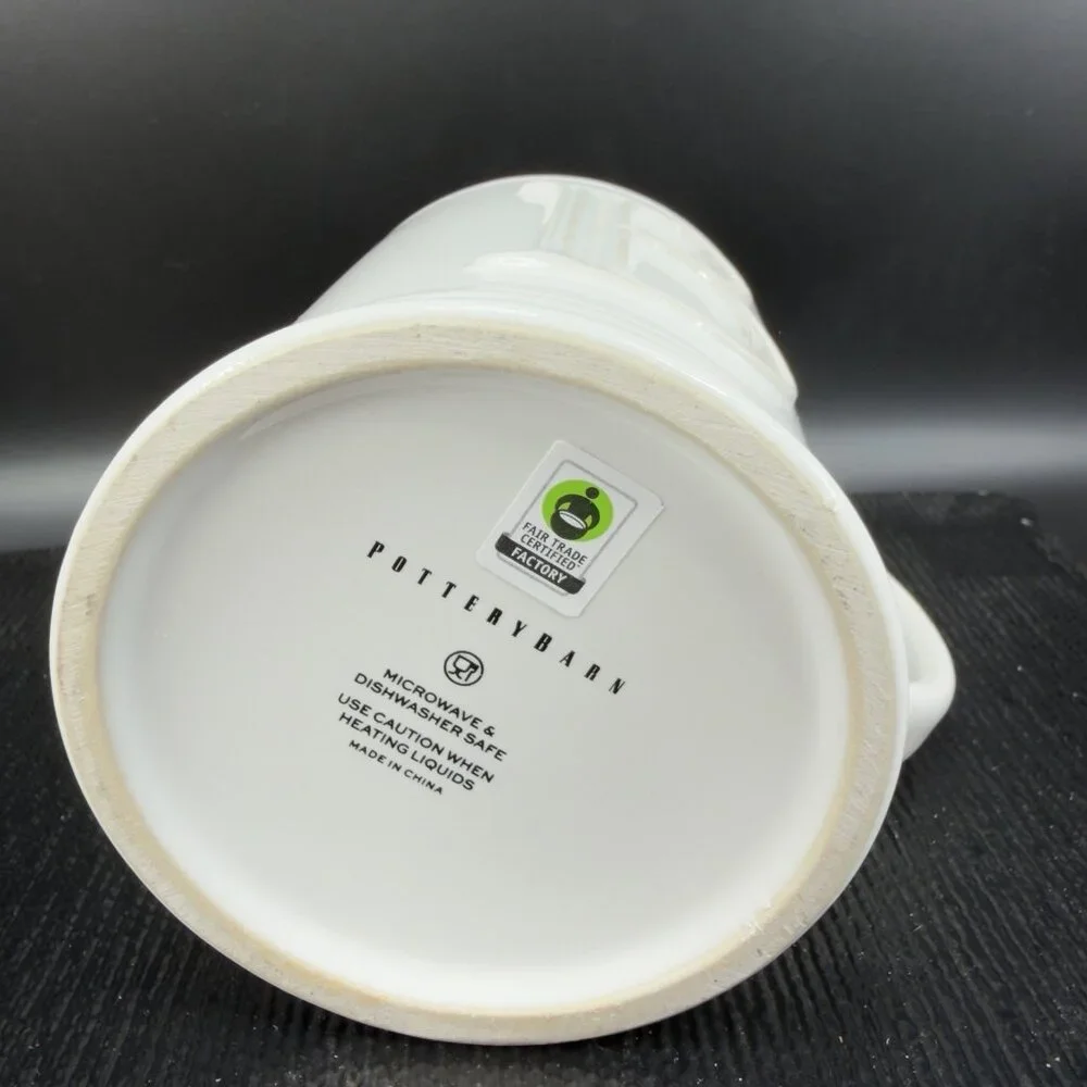 Pottery‎ Barn Monogram Letter B White Raised Letter Ceramic Stoneware Cup Mug